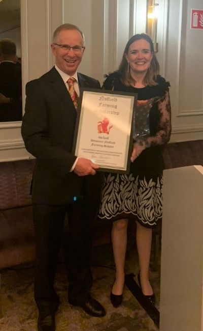 Karen Brosnan, Chairperson Nuffield Ireland and outgoing Executive Secretary, John Tyrrell marking his 9 years with Nuffield Ireland